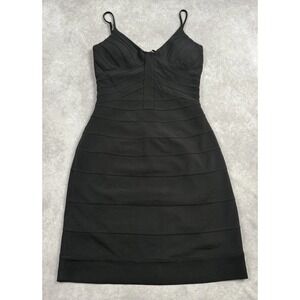 NWT Max & Cleo Women's Sz 4 LBD Spaghetti Strap Stretch Bodycon Bandage Cocktail